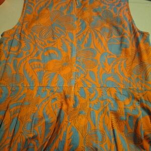 Talbots Orange and Blue Patterned Dress